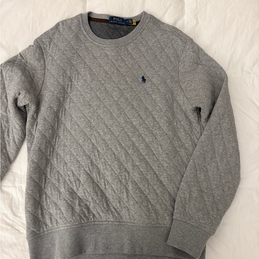 Ralph Lauren Quilted Gray Crewneck Sweater